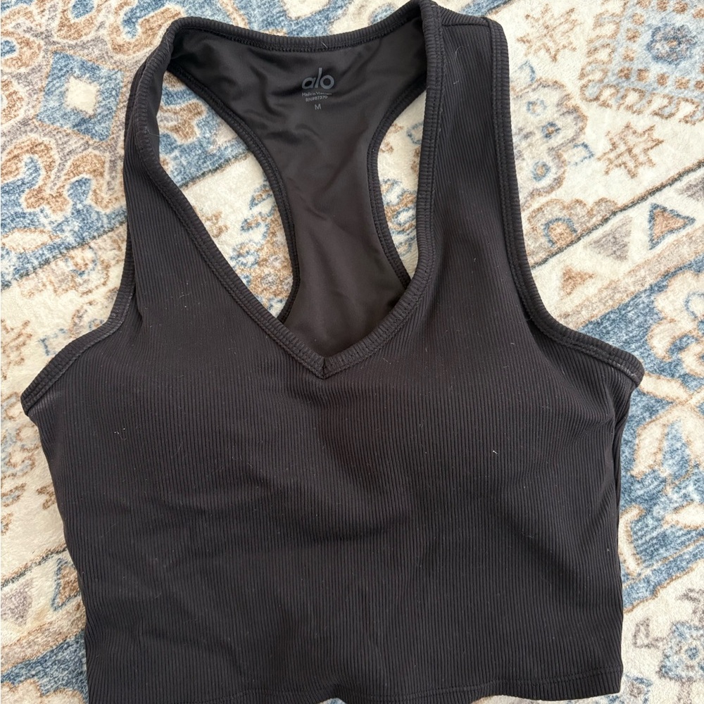 ALO Yoga Black V-Neck Sports Bra